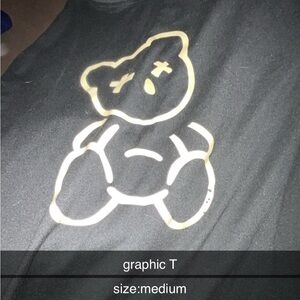 Black Graphic T-Shirt with Bear Design